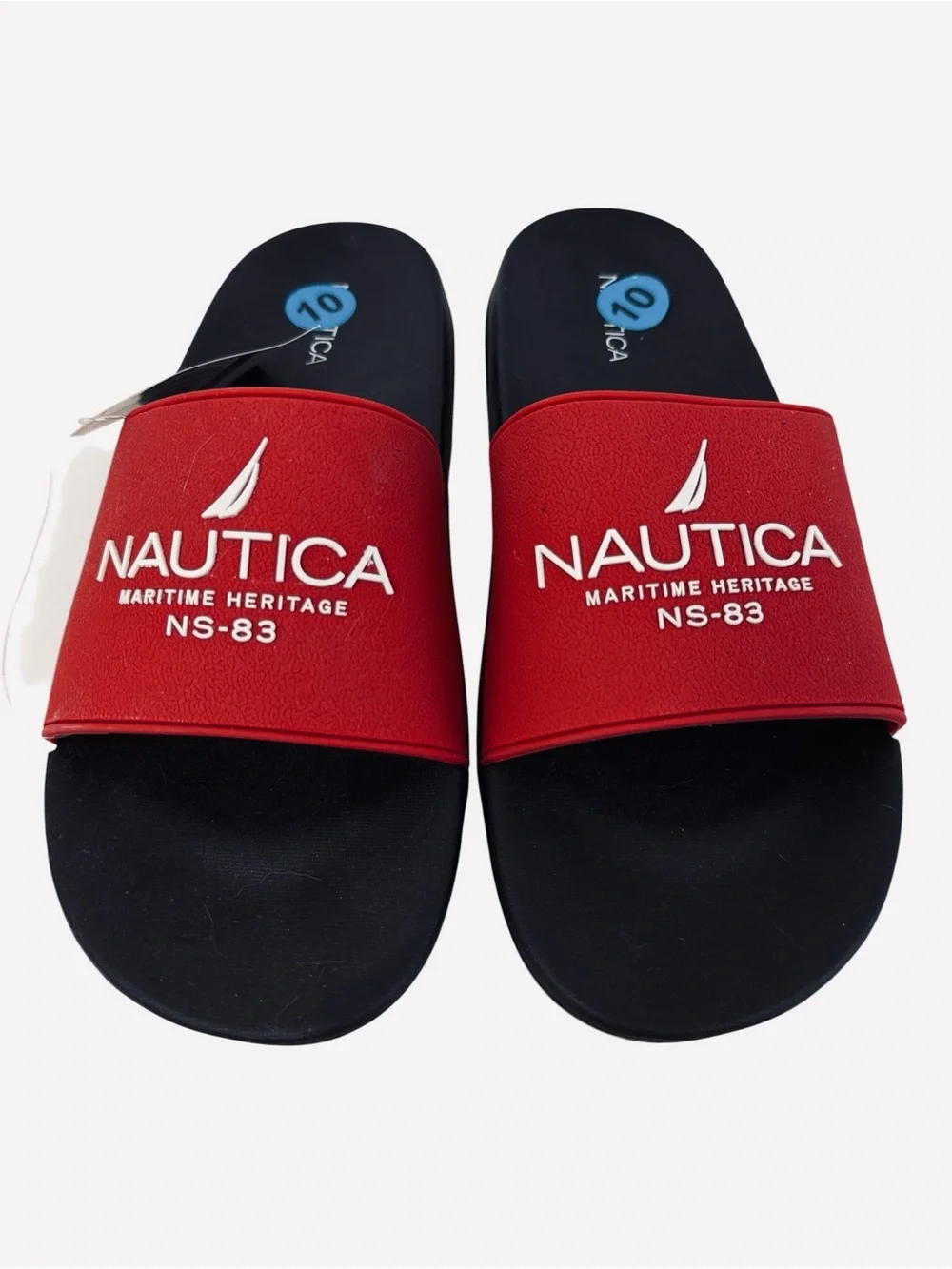 Nautica Men's Athletic Slide Comfort Sandal Shower Slippers Red/Black Size 10